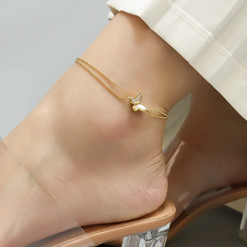 Wholesale Fashion Animal Titanium Steel Waterproof Non Tarnish No Inlaid PVD Coated Real Gold Plated Women'S Anklet