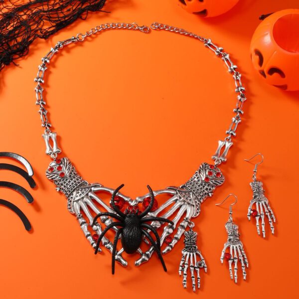 Wholesale Cross-Border New Amazon Popular Ghost Hand Skull Necklace Earrings Halloween Jewelry Set Combination Manufacturer