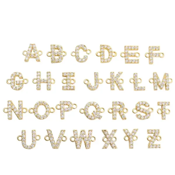 Wholesale Copper Inlay Letter Zircon Bracelets