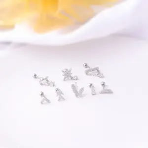 316L Stainless Steel Copper Ear Cartilage Rings & Studs Geometric Waterproof Non Tarnish Surgical Steel Women'S