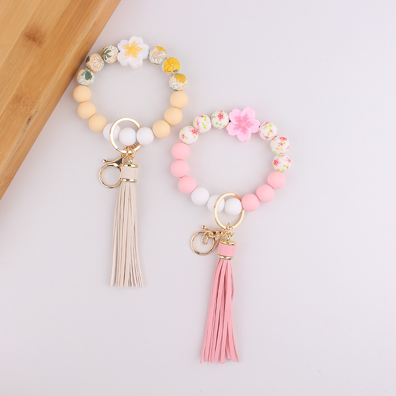 Wholesale Silicone Bracelet European and American Cross-Border Jewelry Silicone Keychain Flower Bracelet Bracelet