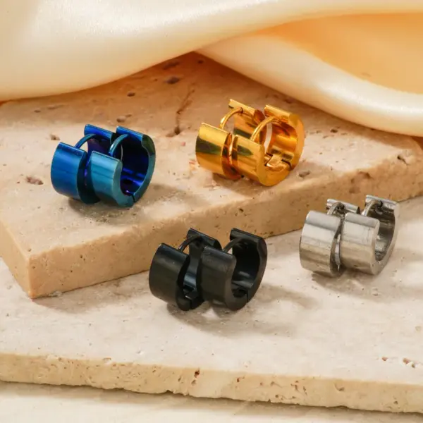 Wholesale Vacuum Plating K Gold Plated Rhodium Plated Circle 304 Stainless Steel Simple Style Earrings