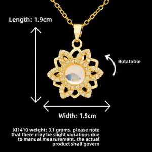 XL1410 Rotating Six-Petal Flower Necklace / Gold