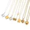Wholesale Golden Plated 201 Stainless Steel Electroplated Zircon Envelope Heart Shape Cable Chain Pendant Necklace