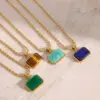 Wholesale PVD Coated Real Gold Plated Rectangle 304 Stainless Steel Simple Style Classic Style Waterproof Non Tarnish 304 Stainless Steel Pendant Necklace