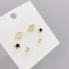 Wholesale Fashion Star Copper Ear Studs Plating Inlay Zircon Copper Earrings 3 Pairs