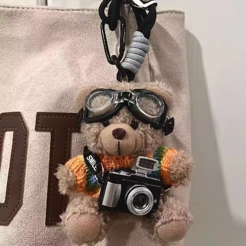 Wholesale Original Camera Bear Cute Bag Hanging Ornaments Plush Doll Doll Bag Pendant Cole Keychain Creative Gift