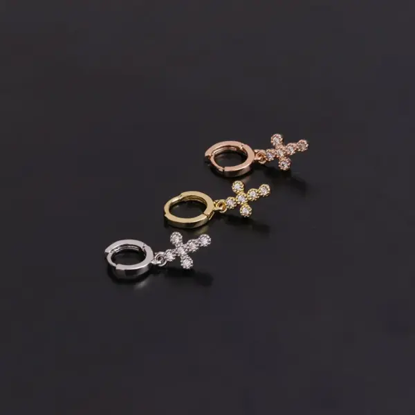 Fashion Flower Inlaid Zircon Copper Copper Earrings