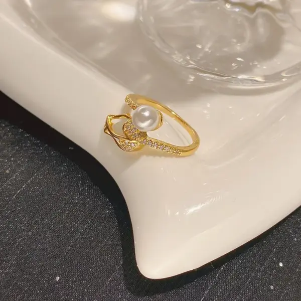 Wholesale Jewelry Flower Copper Cat's Eye Stone Zircon 18K Gold Plated Inlay Rings Necklace