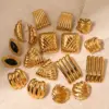 Wholesale PVD Coated Real Gold Plated Solid Color 304 Stainless Steel Retro Waterproof Non Tarnish Ear Studs