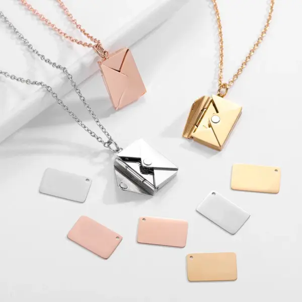 Wholesale Fashion Simple Style Envelope Letter Titanium Steel Carving Necklace