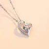 Wholesale Titanium Steel Copper Plating Heart Shape Zircon Pendant Necklace