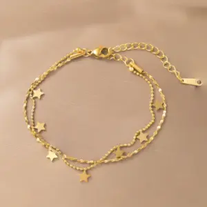 【XKB2161】Double Layer Five-Pointed Star Bracelet / Gold