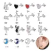 Wholesale 1 Pair Casual Basic Geometric Moon Heart Shape Titanium Steel Ear Studs