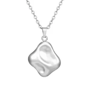 Square Concave-Convex Necklace Steel Color One MS-530