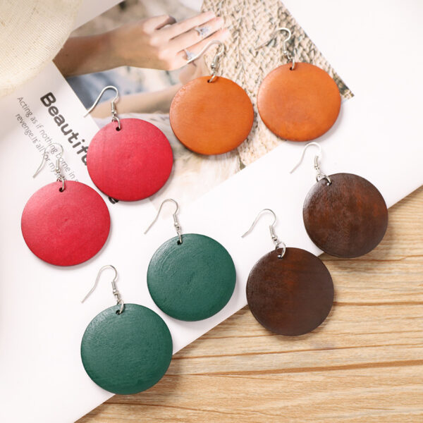 Wholesale Maillard Autumn and Winter Vintage Wooden Earrings Niche Design Exaerated Holiday Earrings Ethnic Style Earrings for Women