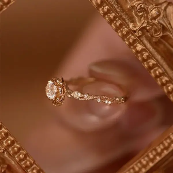 Wholesale Copper Inlay Flower Zircon Rings