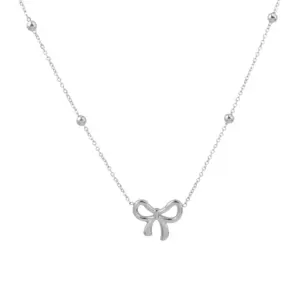 【H1186】Bow Necklace / Steel Color