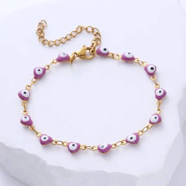 Wholesale PVD Coated 18K Gold Plated Devil'S Eye 304 Stainless Steel Fashion Waterproof Non Tarnish 304 Stainless Steel Bracelets