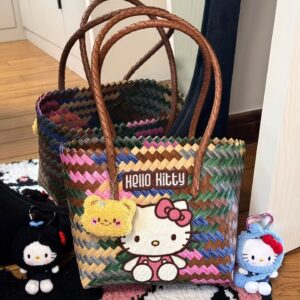 Gray color shoulder basket with kt letter cat