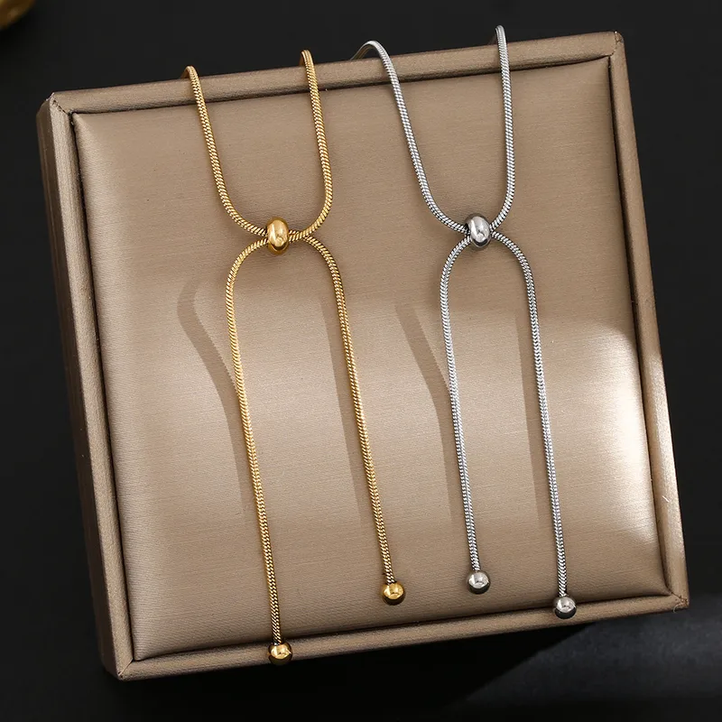 Wholesale Simple awstring Necklace Round Beads Design 304 Stainless Steel Necklace