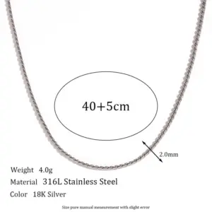 1.8mm S Chain-Steel Necklace-40cm+5cm