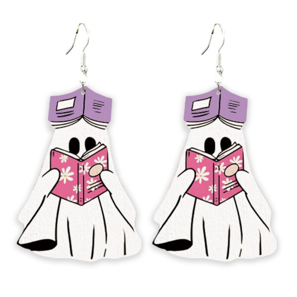 Wholesale Halloween Reading Teacher School Wooden Print Earrings