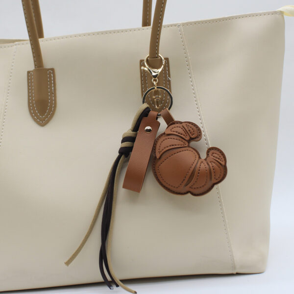 Wholesale 3D PU Creative Croissant Toast Ornament Bag Car Pendant Keychain
