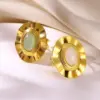 Wholesale PVD Coated Real Gold Plated Heart Shape 304 Stainless Steel Synthetic Gemstones Elegant French Style Sweet Waterproof Non Tarnish Open Rings