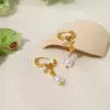 Wholesale PVD Coated 18K Gold Real Gold Plated Round 304 Stainless Steel IG Style Simple Style Waterproof Non Tarnish Drop Earrings