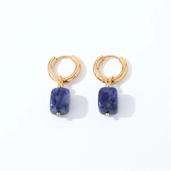 PVD Coated Gold Plated Square 304 Stainless Steel Natural Stone Casual Vintage Style Simple Style Waterproof Non Tarnish Drop Earrings