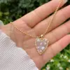 Wholesale Jewelry Retro Classic Style Heart Shape Copper Zircon 18K Gold Plated Inlay Ball Chain Twisted Rope Chain Pendant Necklace