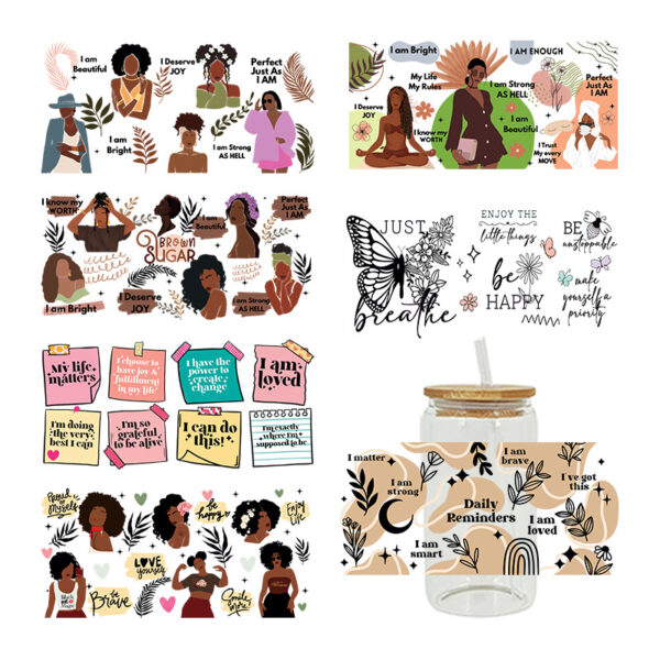 Wholesale Black butterfly 16oz Cup UV DTF Wraps