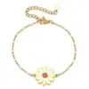 Wholesale Sweet Daisy Stainless Steel Enamel Plating Bracelets