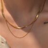 Wholesale European and American Style Ken Dou Same Style Three-Layer Style Cool Style Wide Flat Thin Stacked Snake Bone Clavicle Necklace Titanium Steel Color Preserving