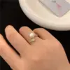 Modern Style Geometric Freshwater Pearl Copper Inlay Freshwater Pearl Open Ring