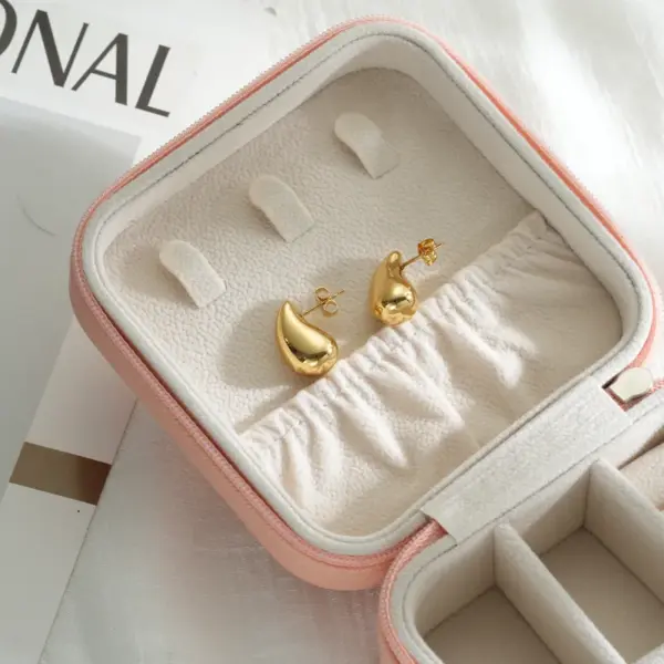 304 Stainless Steel Water oplets Waves Vacuum Plating Stone-Free 18K Real Gold Plated 18K Gold Simple Style Classic Style Waterproof Non Tarnish Plating Yellow Ear Studs