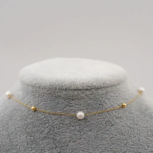 Simple Style Round Pearl Titanium Steel Necklace 1 Piece