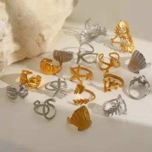 Wholesale Jewelry IG Style Simple Style Commute Geometric Starfish 304 Stainless Steel 18K Gold Plated Open Rings