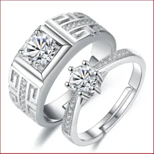 Wholesale Six-claw Open Couple Men And Womenwedding Pair Ring Jewelry Copper