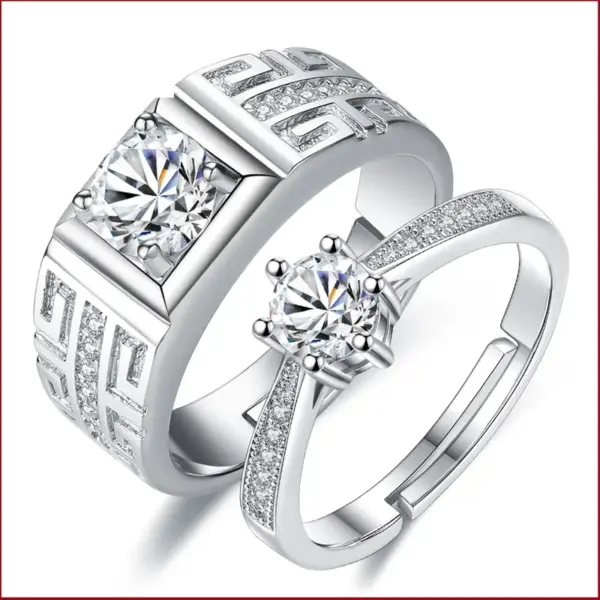 Wholesale Six-claw Open Couple Men And Womenwedding Pair Ring Jewelry Copper