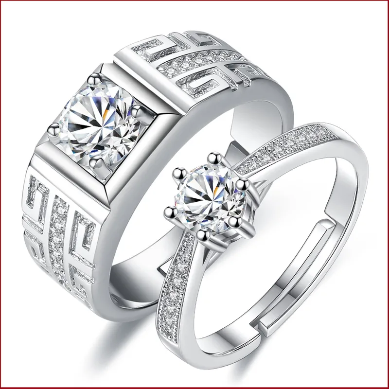Wholesale Six-claw Open Couple Men And Womenwedding Pair Ring Jewelry Copper