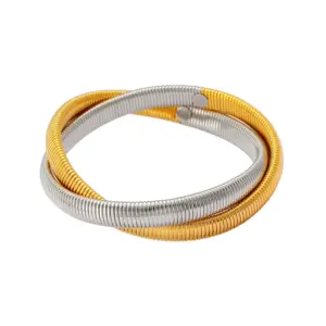 Ck162 Winding Double Ring Gold Steel 8mm
