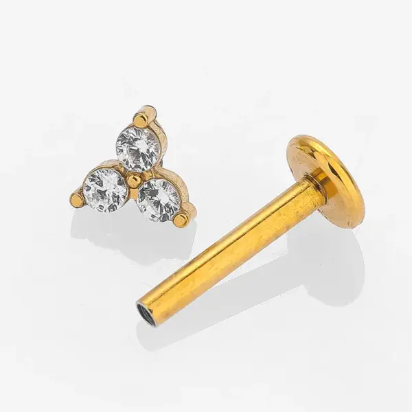 1 Piece Lip Rings Simple Style Classic Style Cross Flower 316L Stainless Steel Waterproof Non Tarnish Surgical Steel Zircon Ion Plating (IP) 18K Gold Plated Lip Rings Ear Cartilage Rings & Studs Nose Rings & Studs