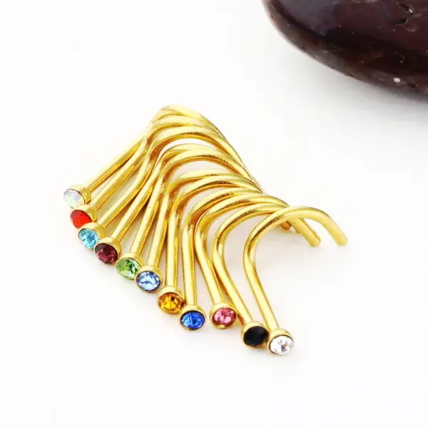 Wholesale Fashion Geometric Stainless Steel Inlay Ear Studs 1 Piece Nose Pin