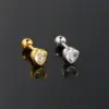 Wholesale 1 Piece Simple Style Heart Shape Plating Inlay Stainless Steel Copper Zircon White Gold Plated Ear Studs