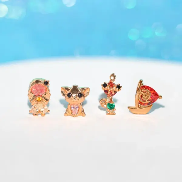 Wholesale 1 Set 1 Pair Casual Sweet Cartoon Inlay Brass Zircon 18k Gold Plated Ear Studs