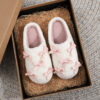Wholesale Ins Popular Korean Style Bow Cotton Slippers for Girls, Cute and Warm Home Fur Slippers, Factory Ready Stock