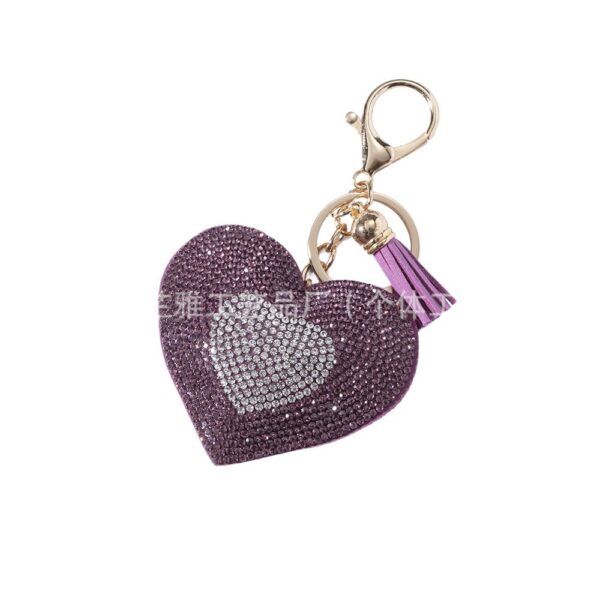 Wholesale Cross-border new diamond two-color love heart keychain pendant accessories hot drill car key chain creative key chain
