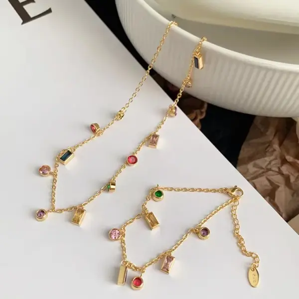 Wholesale PVD Coated Real Gold Plated 18K Gold Geometric 304 Stainless Steel Elegant Simple Style Waterproof Non Tarnish Bracelets Necklace